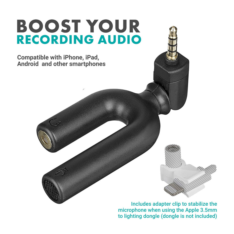 Movo MA2010 Omnidirectional Microphone Compatible with iPhone, iPad, Android, and Other Smartphones with 3.5mm TRRS Jack and Live Monitoring Input - Perfect Vlog, Stream, YouTube Microphone