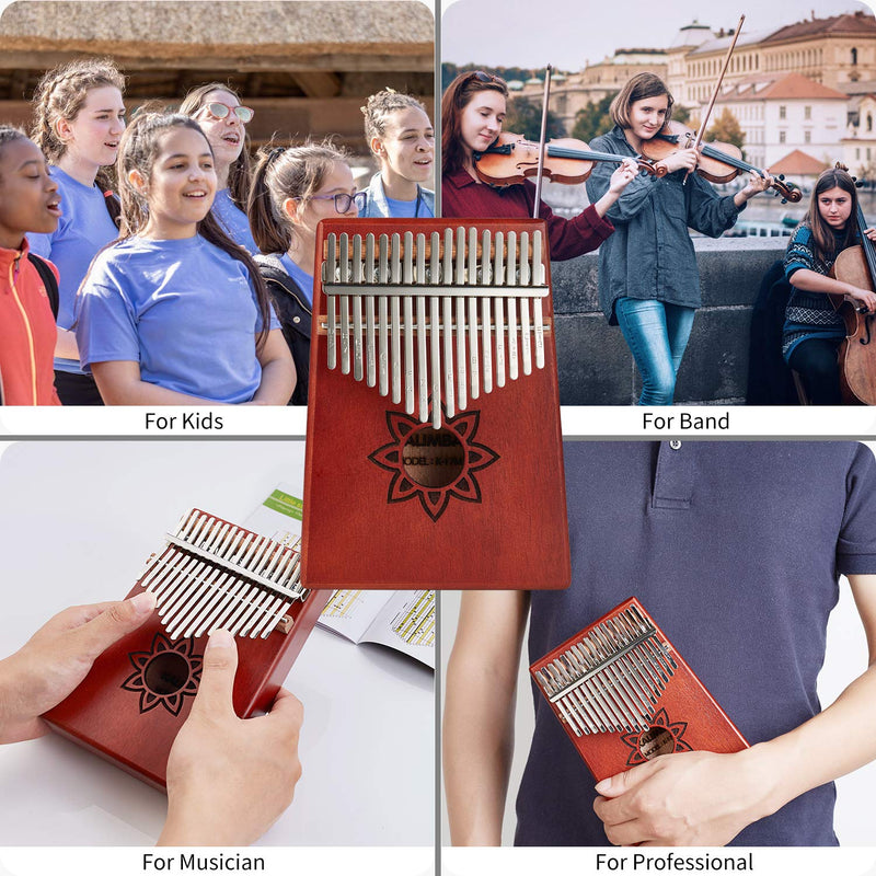 [AUSTRALIA] - Kalimba 17 Keys Thumb Piano,Portable Solid Finger Piano with Song Book Accessory,Mbira Music Instrument Gift for Kids Beginners Adults Burgundy 