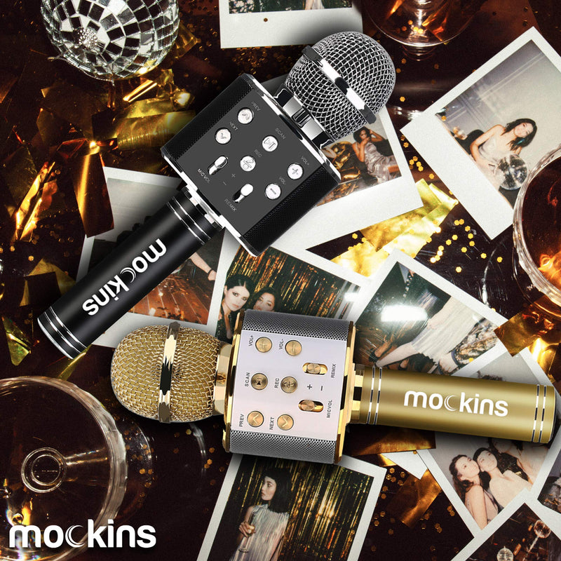 mockins Wireless Bluetooth Karaoke Microphone with Built in Bluetooth Speaker All-in-One Karaoke Machine | Compatible with Android & iOS iPhone - Black Color