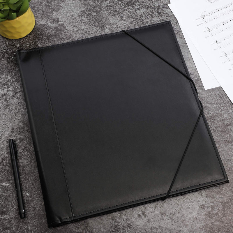 Music Sheet Folder with Elastic Band (12.6 x 13.7 in, Black)