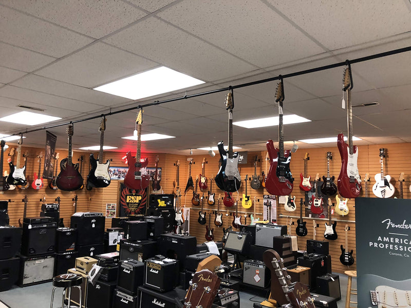 Guitar Bar Hanger No Slip Padded Hard Metal 12” Closet Bar Hanger - 6 String Electric & Acoustic Guitars 4 String Bass - Not Guitar Stand Display Storage In A Closet - Over Head Pipe - Your Rack