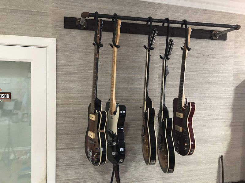 Guitar Bar Hanger No Slip Padded Hard Metal 12” Closet Bar Hanger - 6 String Electric & Acoustic Guitars 4 String Bass - Not Guitar Stand Display Storage In A Closet - Over Head Pipe - Your Rack