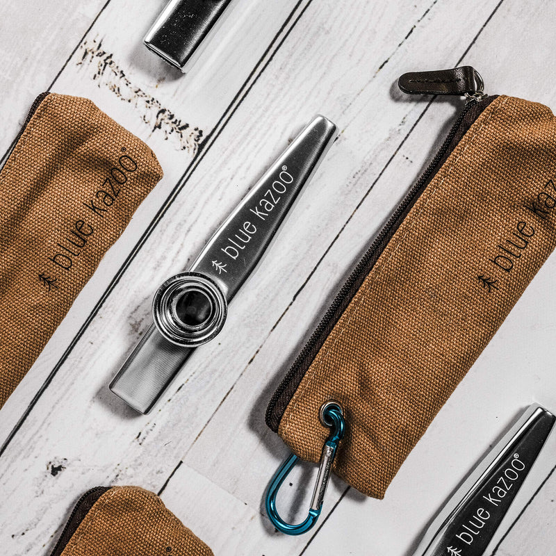 The Original Blue Kazoo | Ultralight Aluminum Backpacking Kazoo | Canvas Bag and Carabiner