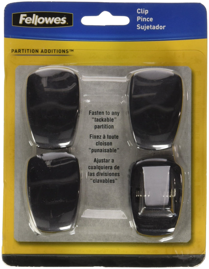 Fellowes 4-Pack Adjustable Panel Clip, 1-1/4 by 5/8 by 1-7/8-Inch, Graphite
