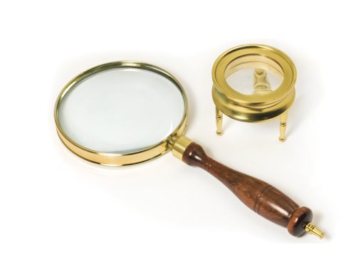 BARSKA Brass Magnifier Set:3 Power, 90mm Hand-Held Magnifier & 42mm Table Magnifier