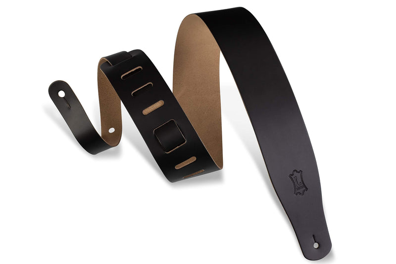 Levy's Leathers 2 1/2" Leather Guitar Strap - Adjustable from 38" to 51"; Black (M26-BLK) Standard