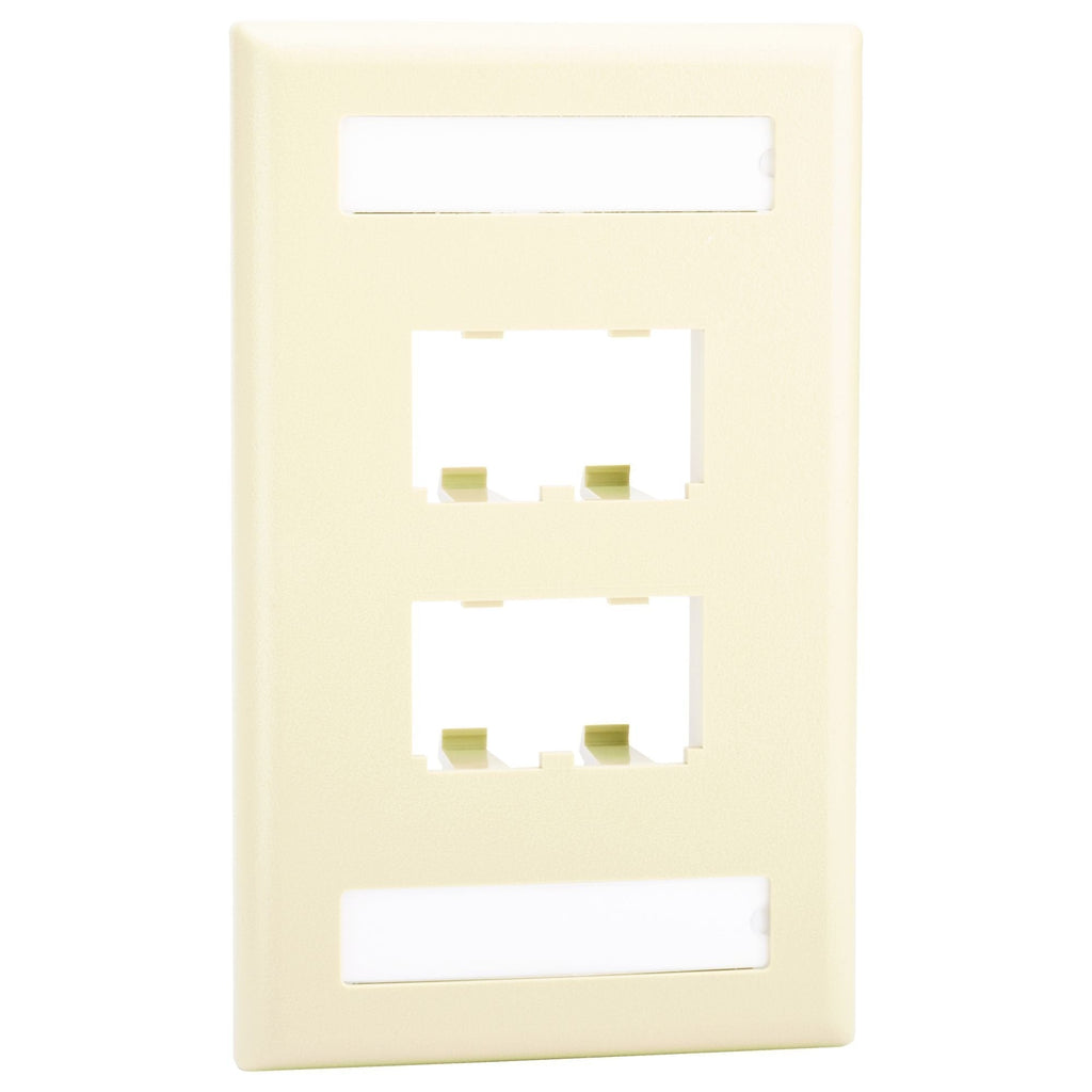 Panduit CFPL4EIY 1-Gang 4-Port Faceplate, Electric Ivory