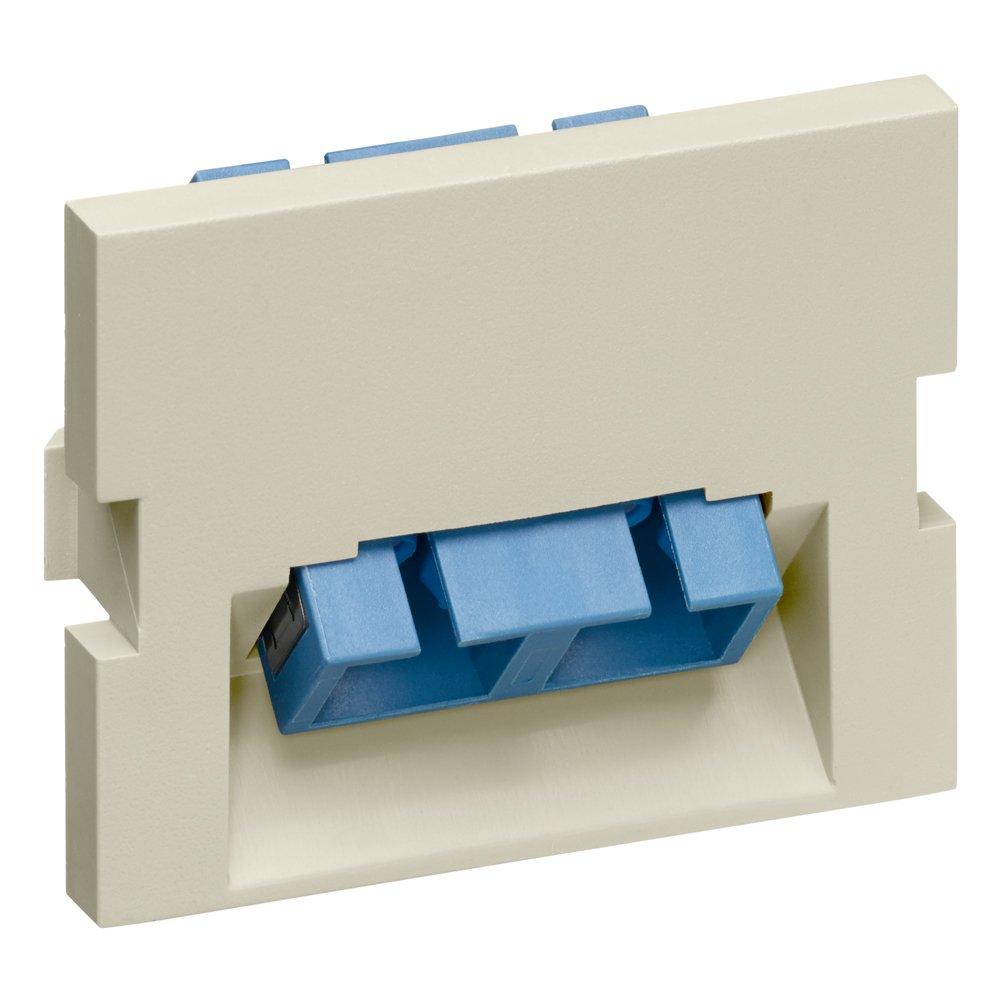 Leviton 41294-2CI 1 Duplex SC, Zirconia Ceramic, Single Mode/Multi Mode, Blue 45 Degree exit, 1.5-Units High, Ivory