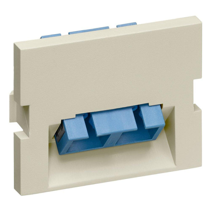 Leviton 41294-2CI 1 Duplex SC, Zirconia Ceramic, Single Mode/Multi Mode, Blue 45 Degree exit, 1.5-Units High, Ivory