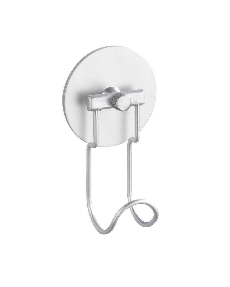 WENKO Towel Turbo-Loc System-Extra Lightweight, No Drilling Wall Hook, Matt, Alluminium, Dimensions 2.4 x 4.7 x 1.4 inches, Silver