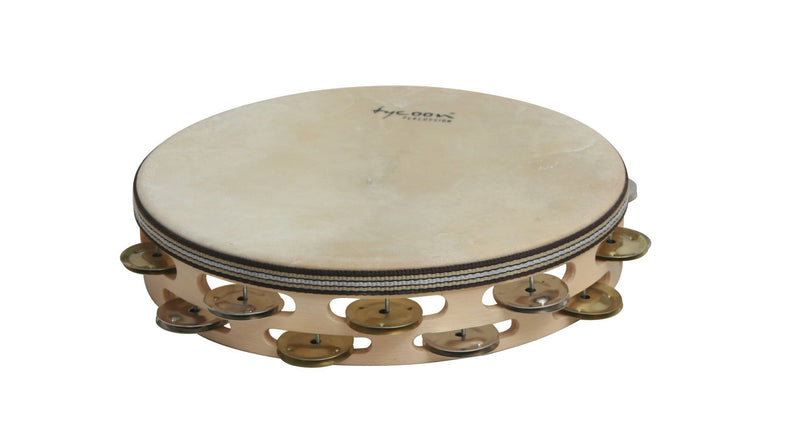 Tycoon Double Row Headed Wooden Tambourine with Bright Mixed Jingles