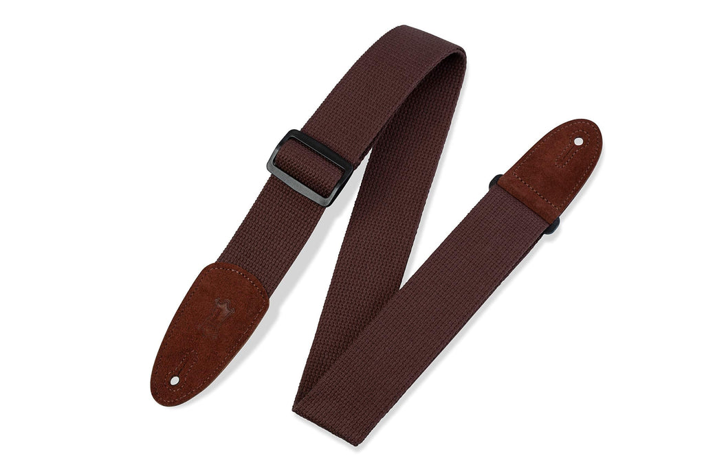 Levy's Leathers 2" Cotton Guitar Strap with Suede Ends and Tri-glide Adjustment, Adjustable to 58"; Brown (MC8-BRN)