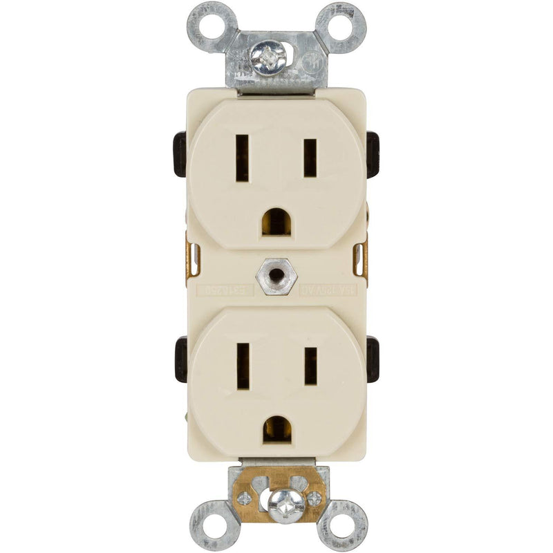 Morris Products Industrial Grade Duplex Receptacle - White, 20 Amp, 250 Volt – Shallow Design, 2 Pole, 3 Wire – GE Lexan, Steel Mounting Strap – UL Listed 20 Amp 250 Volt / 6-20R NEMA#
