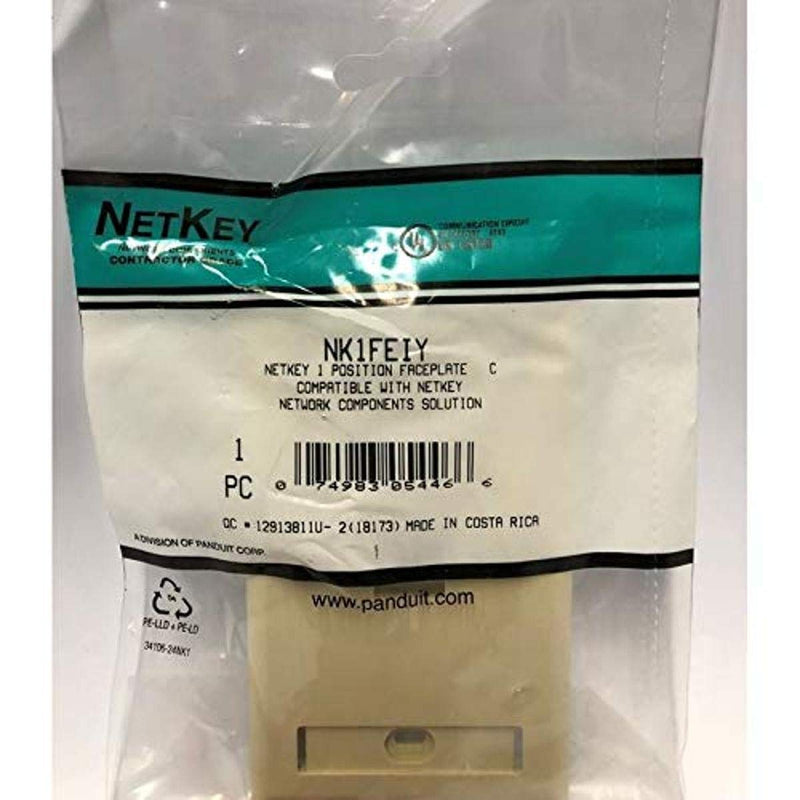 Panduit NK1FEIY 1-Gang 1-Port Faceplate with Label, Electric Ivory