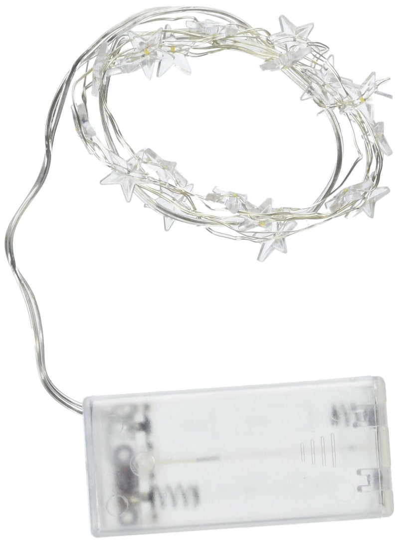 The Gerson Company 40" Battery Operated LED Light String with Clear Acrylic Stars, Warm White