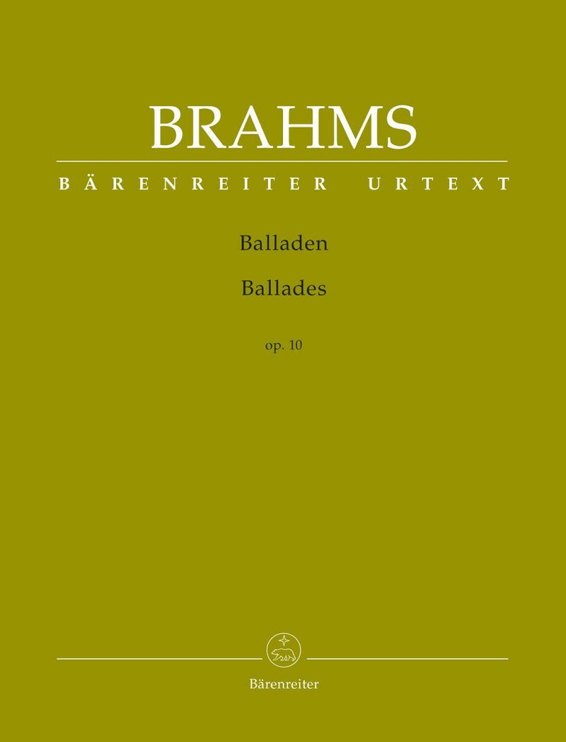 Brahms, Johannes - Ballades Op. 10 - Four Pieces for Piano - By Barenreiter Urtext