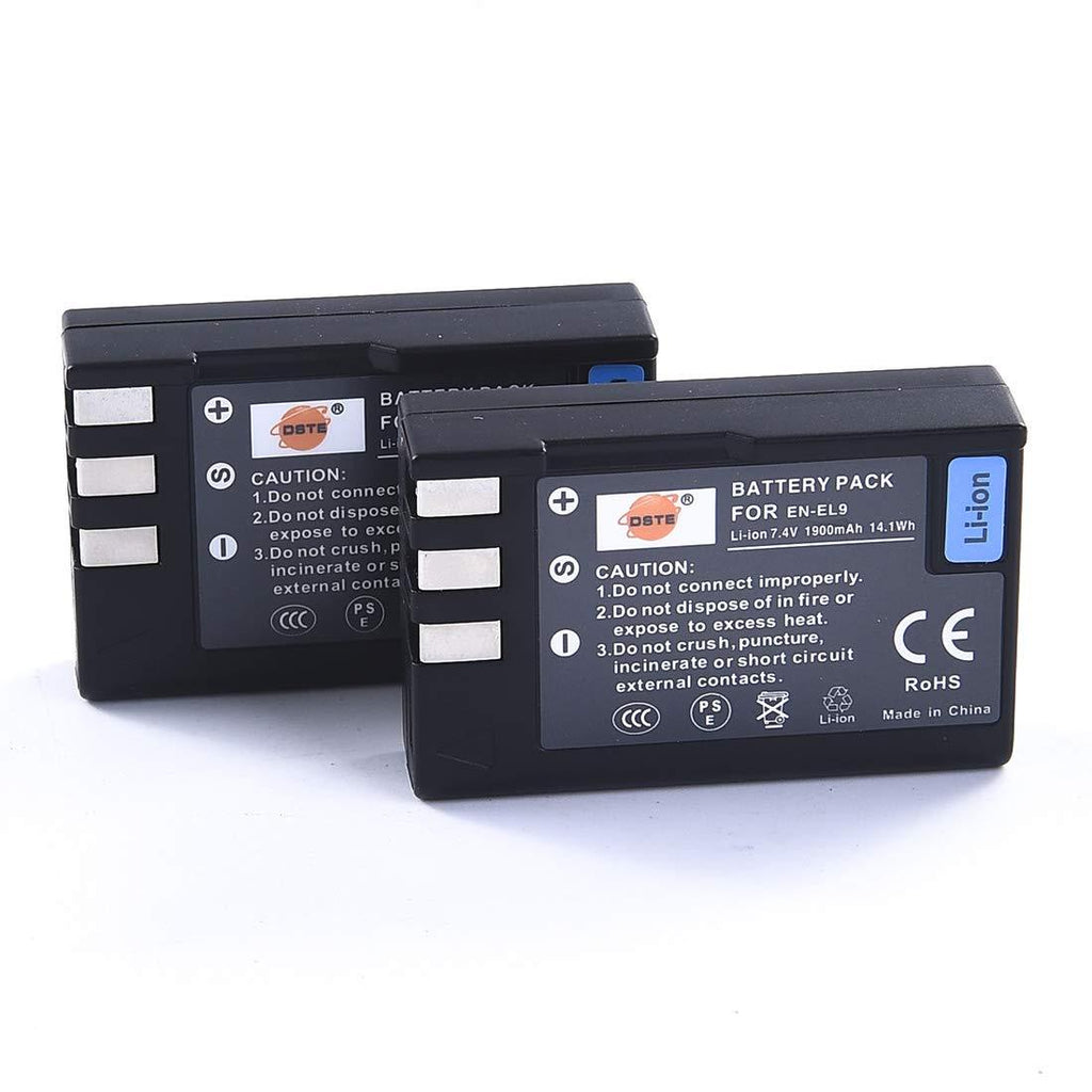 DSTE Replacement for 2 Pack EN-EL9 EN EL9 Li-ion Battery Compatible Nikon D40 D40X D60 D3000 D5000 Digital Camera as ENEL9 EN-EL9A