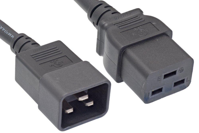 Cablelera AC Power Cord Extension, IEC320 C20 to IEC320 C19, 2' 12AWG, 20A, 250V (ZWACFGAB-02) 2ft