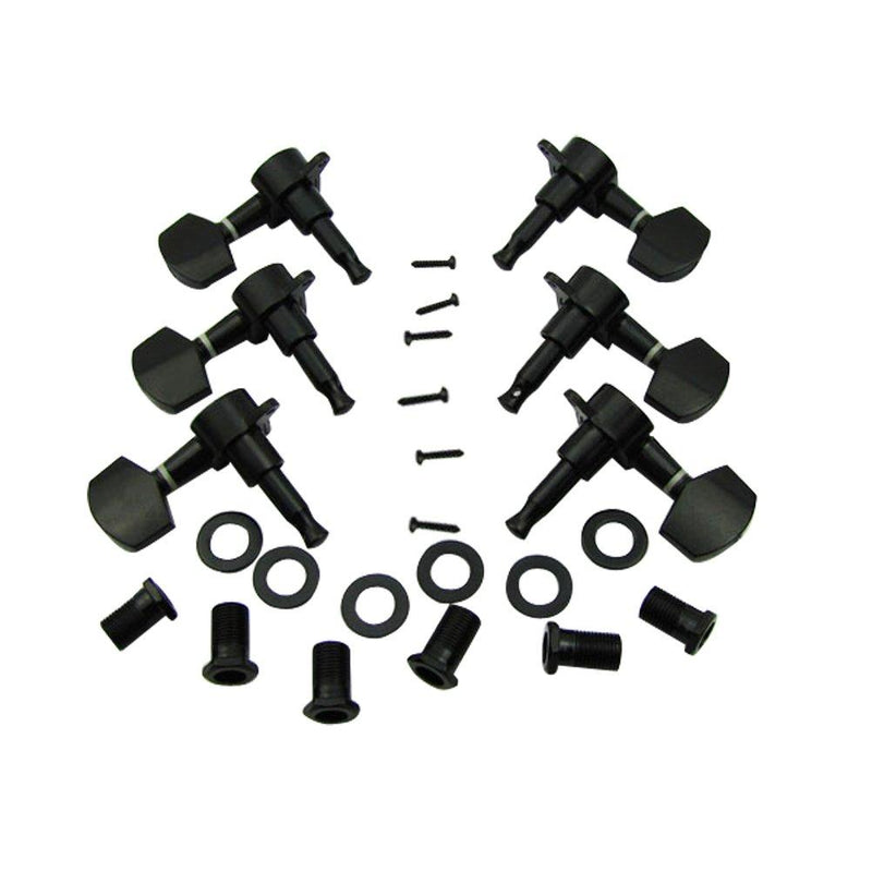 Musiclily 3R3L Sealed Guitar Tuners String Tuning Pegs Keys Machine Heads Set for Les Paul style Eelctric Guitar or Acoustic Guitar, Black Big Button Black