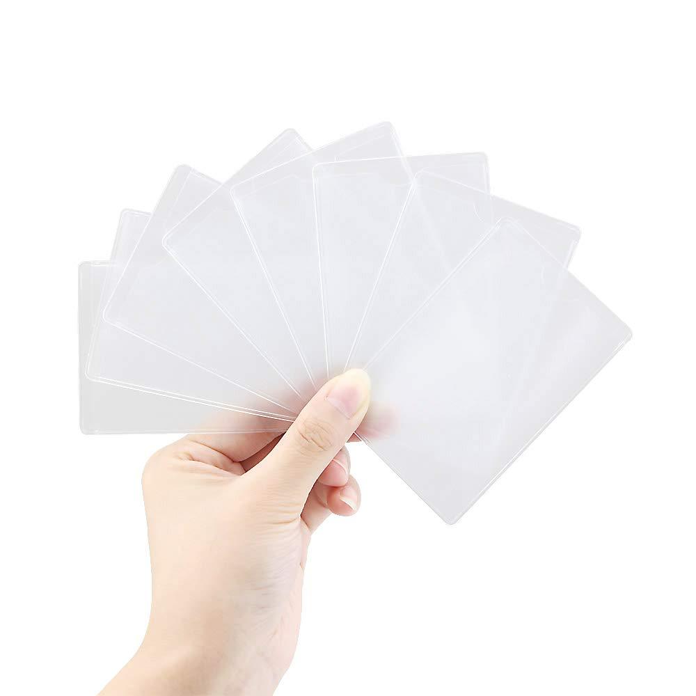 Owfeel 8pcs Transparent Plastic Vertical ID Credit Card Holder Protector Sleeve