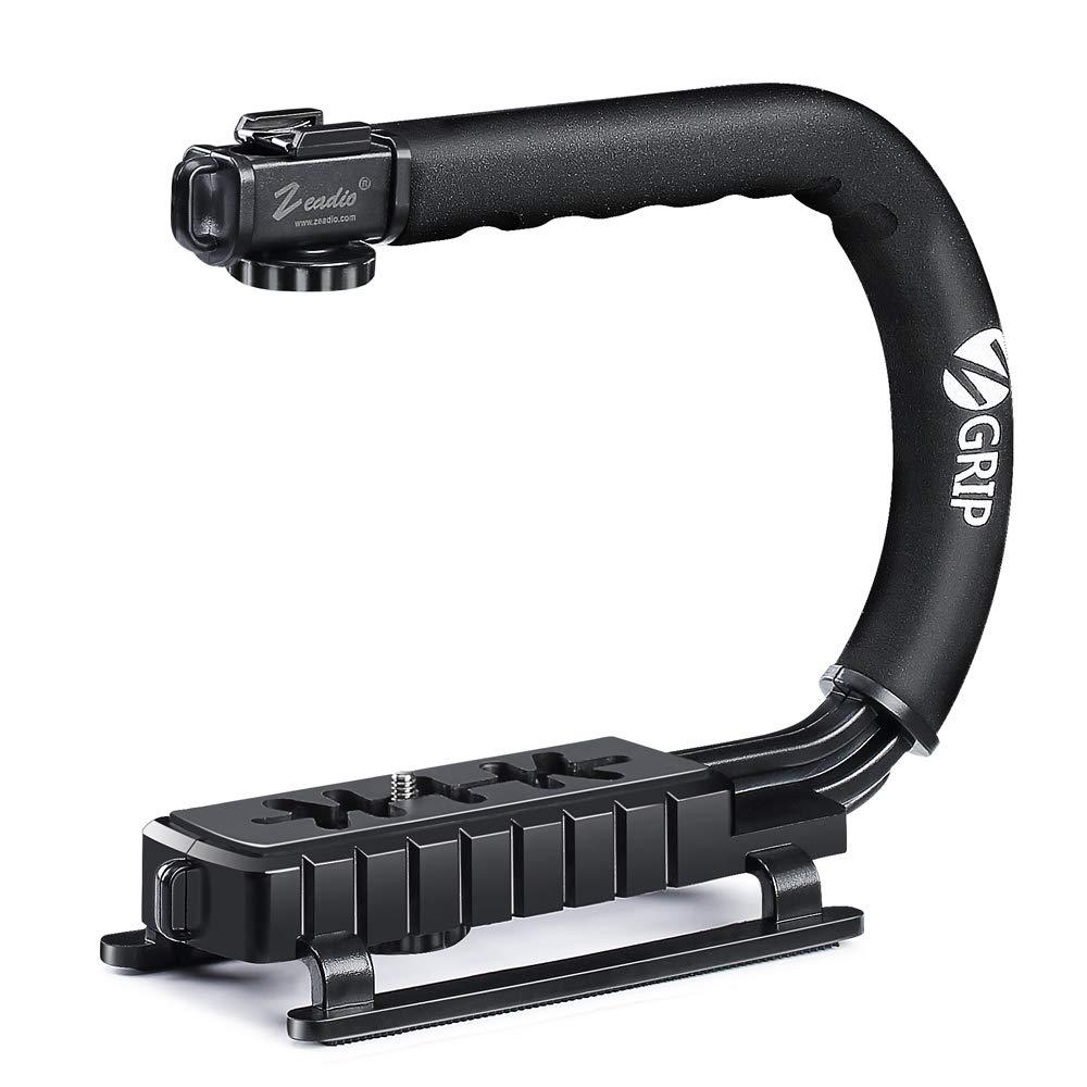 Zeadio Video Action Stabilizing Handle Grip Handheld Stabilizer with Hot-Shoe Mount for Canon Nikon Sony Panasonic Pentax Olympus DSLR Camera Camcorder 1. Standard Version