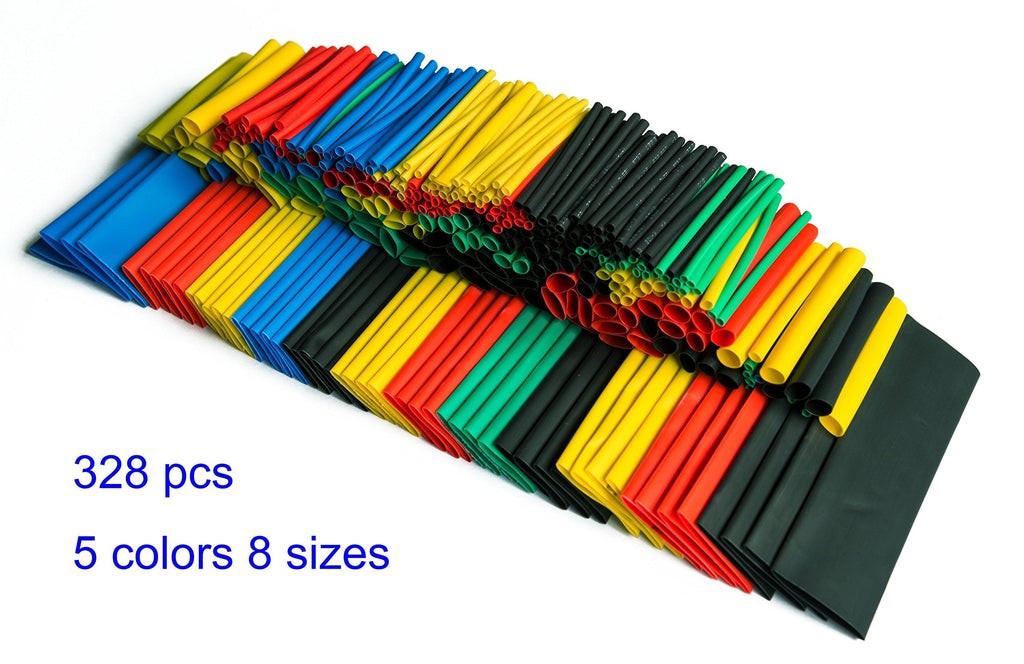 SummitLink Pack of 328 Pcs Assorted Heat Shrink Tube 5 Colors 8 Sizes Tubing Wrap Sleeve Set Combo