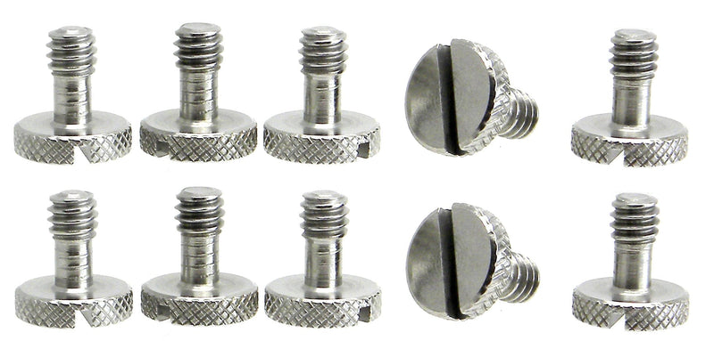 10 Pack Steel Screws 1/4" Tripod Quick Release QR Plate Camera Flathead Slot Stainless SS ideal for Manfrotto / Sachtler 10