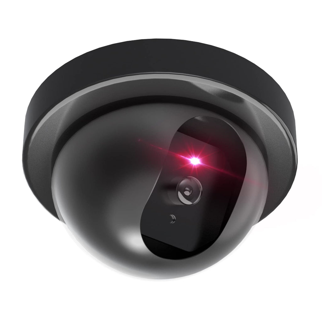 WALI Dummy Fake Security CCTV Dome Camera with Flashing Red LED Light With Security Alert Sticker Decals (SD-1), Black