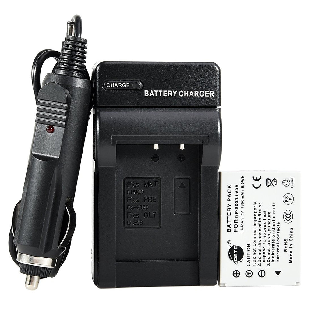 DSTE Li-80B Battery + DC55 Travel and Car Charger Adapter for Olympus T-100 T-110 X-36 Konica Minolta DiMAGE E40 E50 Camera as NP-900