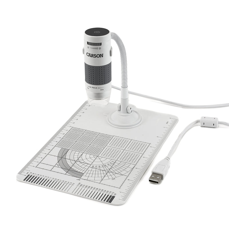 Carson eFlex 75x/300x Effective Magnification (Based on a 21" monitor) LED Lighted USB Digital Microscope with Flexible Stand and Base (MM-840) , White