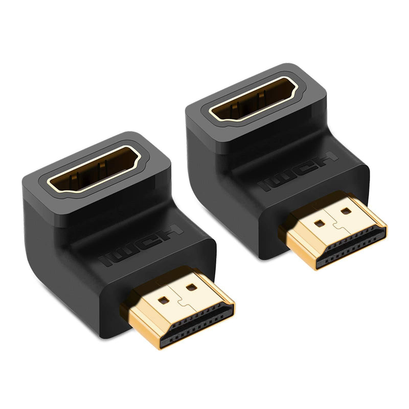 UGREEN 2 Pack HDMI Adapter Right Angle 90 Degree Gold Plated HDMI Male to Female Connector Supports 3D 4K 1080P HDMI Extender for TV Stick Roku Stick Chromecast Xbox PS4 PS3 Nintendo Switch