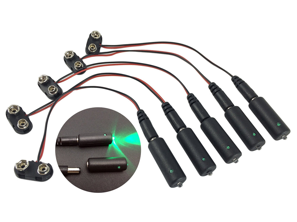 5 Pack, Green LED 9 Volt Battery Operated Micro Effects Light for Scenery Props and Models