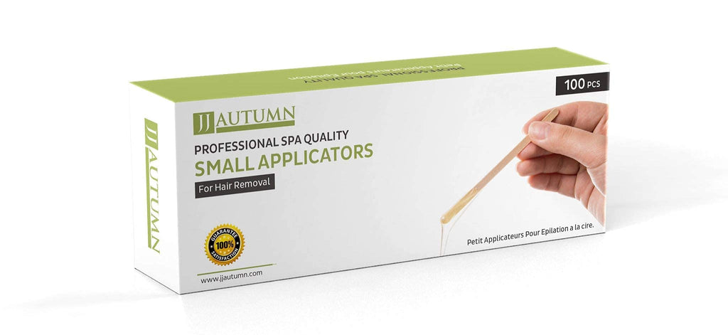 JJ Autumn Premium Quality Wood Applicators Sticks for Wax Hair Removal - Natural Birch Wooden Spatulas for Hard and Soft Wax Application (Small) 100 Count (Pack of 1)
