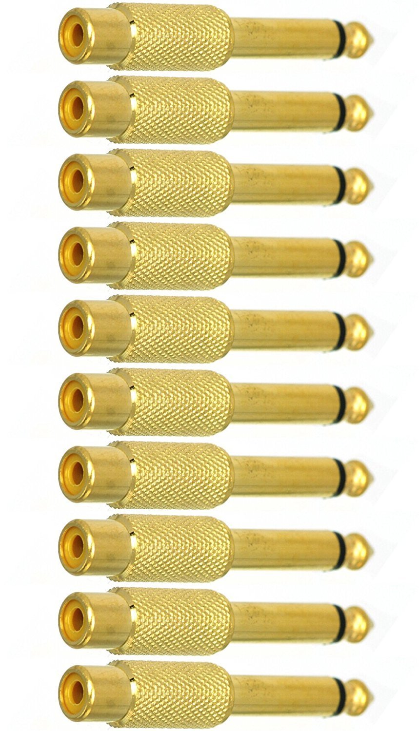 CESS 6.35mm 1/4inch Male Mono Plug to RCA Female Audio Adapter Connector - 6.35mm Mono Male to RCA Female (LW) (10 Pack)