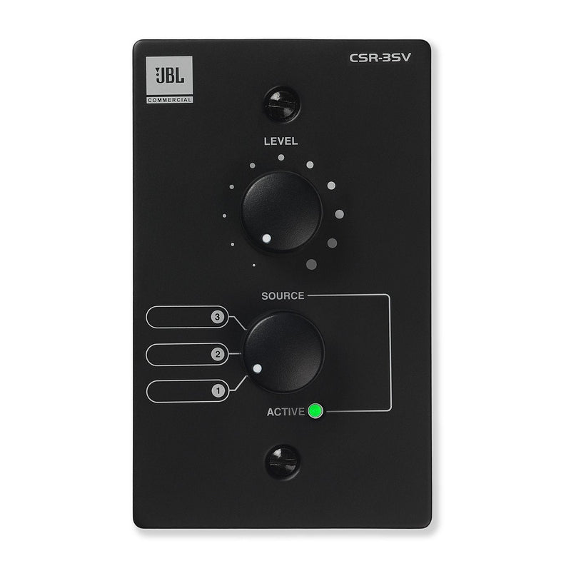 JBL Professional CSR-3SV-BLK Wall 3-Position Source Selector and Volume Control for CSM-32, Black, (JBLCSR3SVBLKV) 3 Position Source/Volume