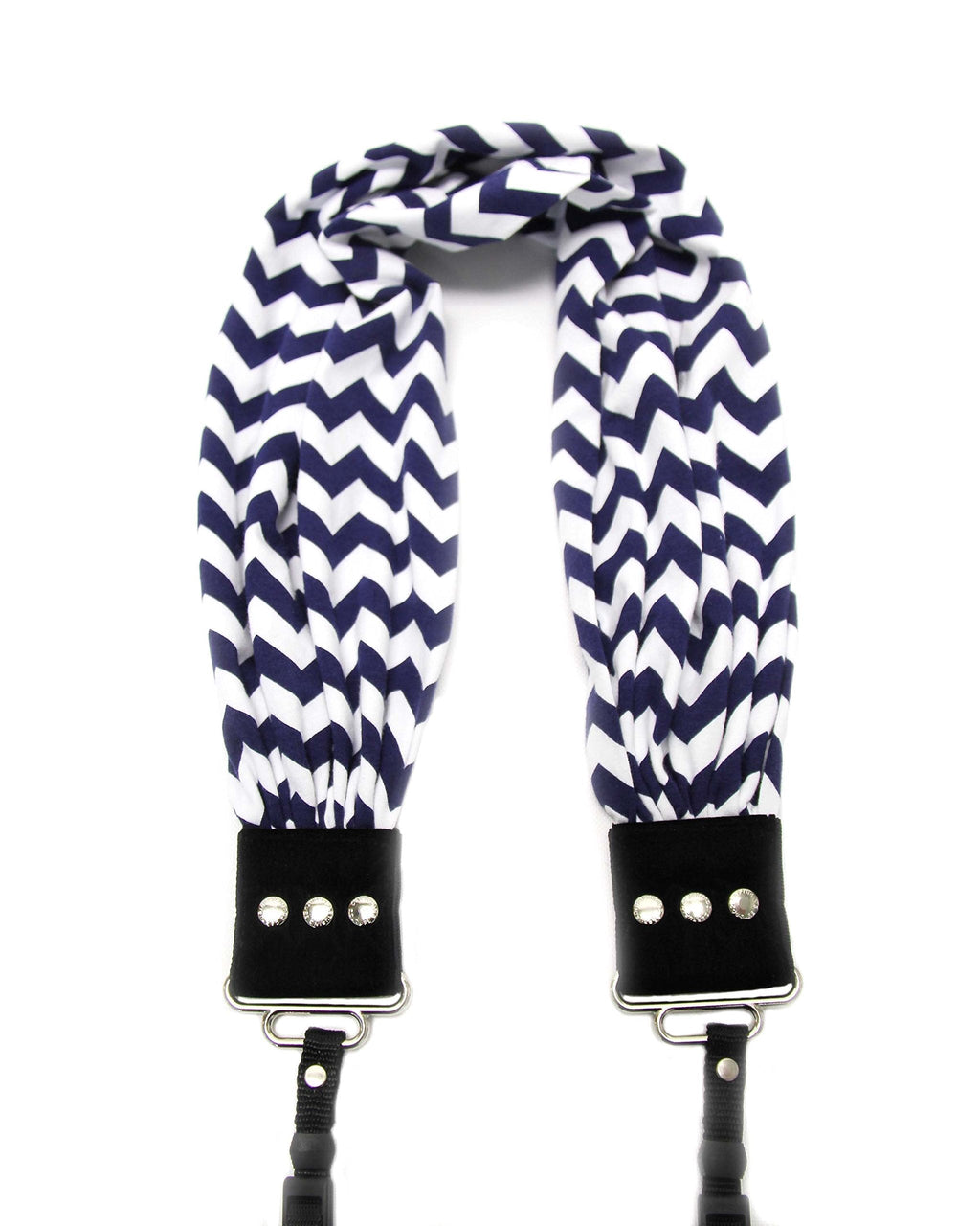 Capturing Couture Adjustable Scarf Camera Strap for DSLR or Mirrorless Camera, Stretch Material, USA Made - Chevron Navy Blue