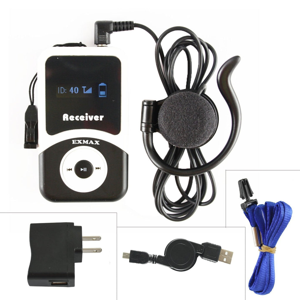 [AUSTRALIA] - EXMAX ATG-100T 195-230mHz Receiver Earphone for Wireless Tour Guide Monitoring System Transmitter Church Translation Simultaneous Interpretation Teaching Conference Travel Square Dance (1 Receiver) 