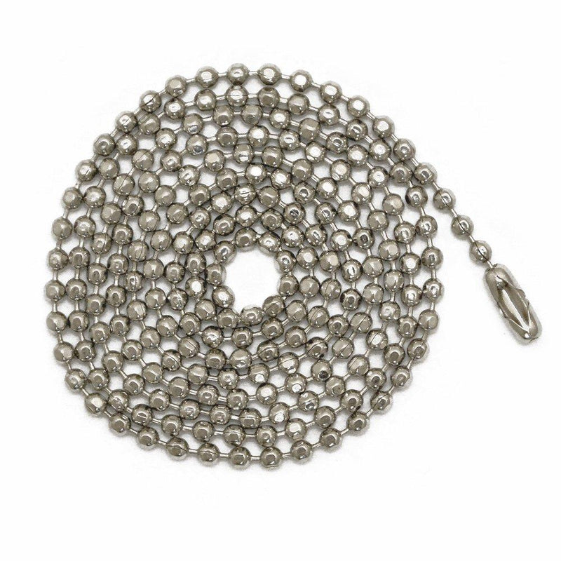 3 Foot Length Ball Chains, Number 6 Size, Sparkling Faceted Nickel Plated Steel with Matching Connectors (3 Pack)