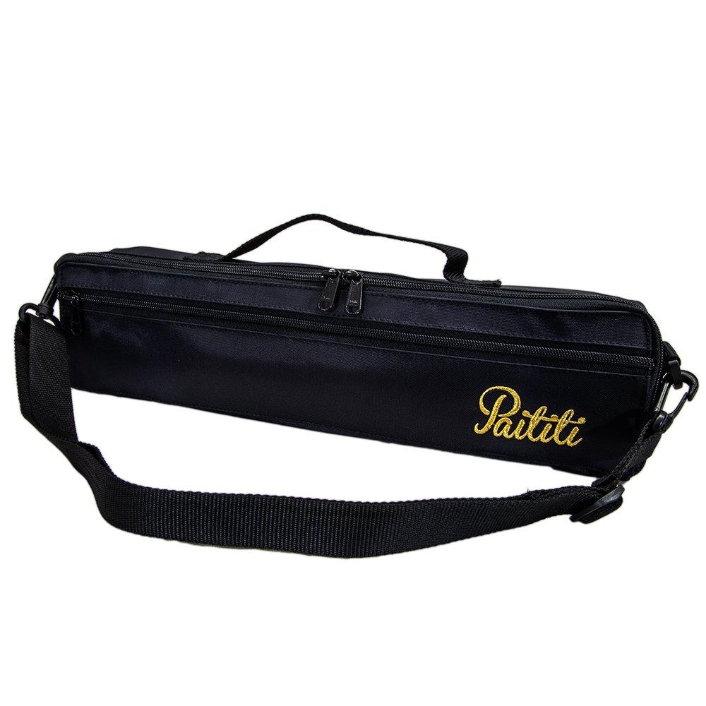 Paititi Brand New C Flute Hard Case Cover w Side Pocket/Handle/Strap Black Color