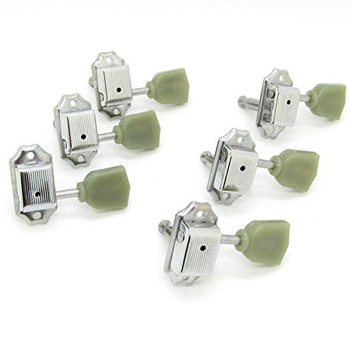 3R 3L Green Tulip Button Machine Heads Tuning Pegs Tunner for Lp Classical Guitar Chrome