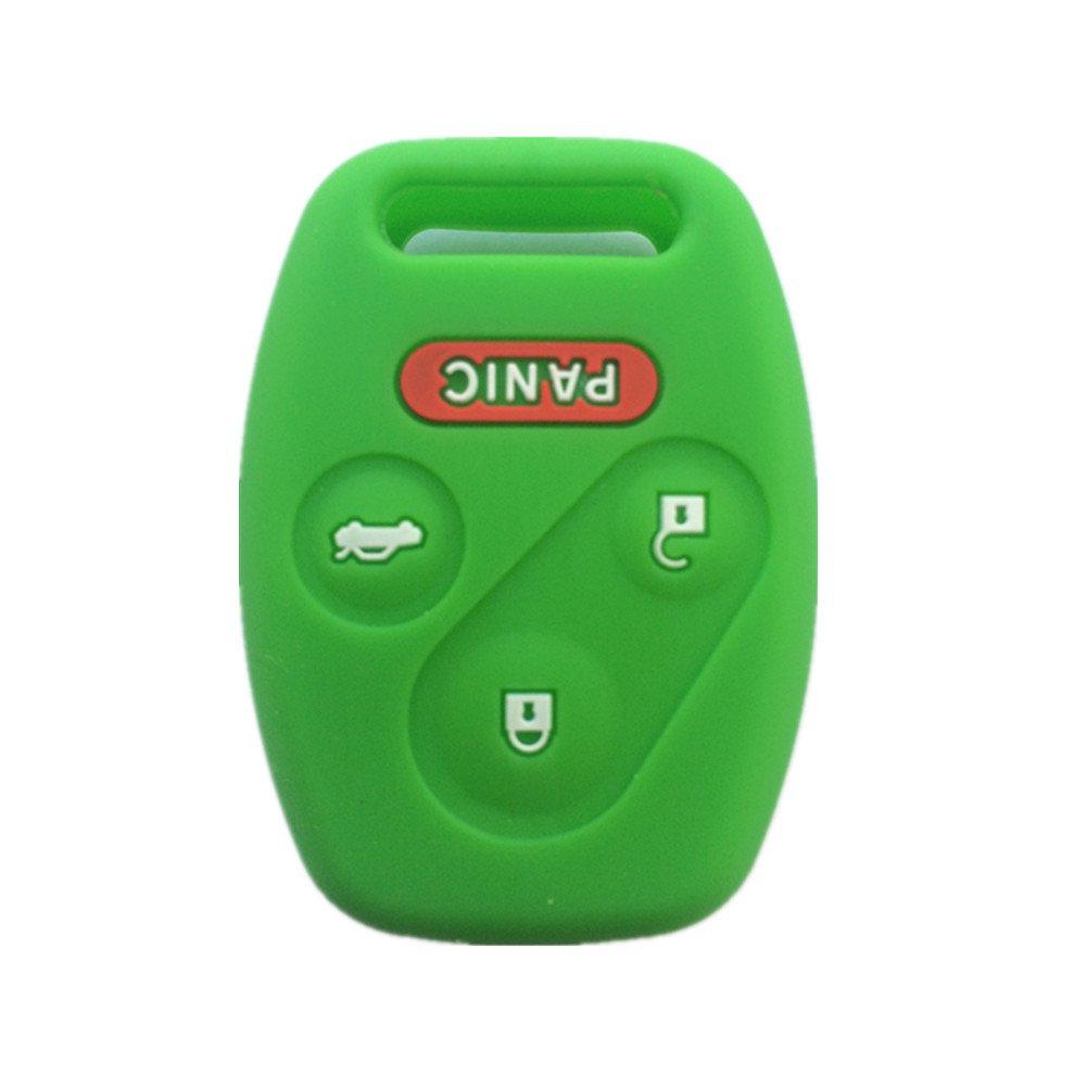Green Silicone Rubber Keyless Entry Remote Key Fob Case Skin Cover Protector for Honda 3+1 Buttons Green