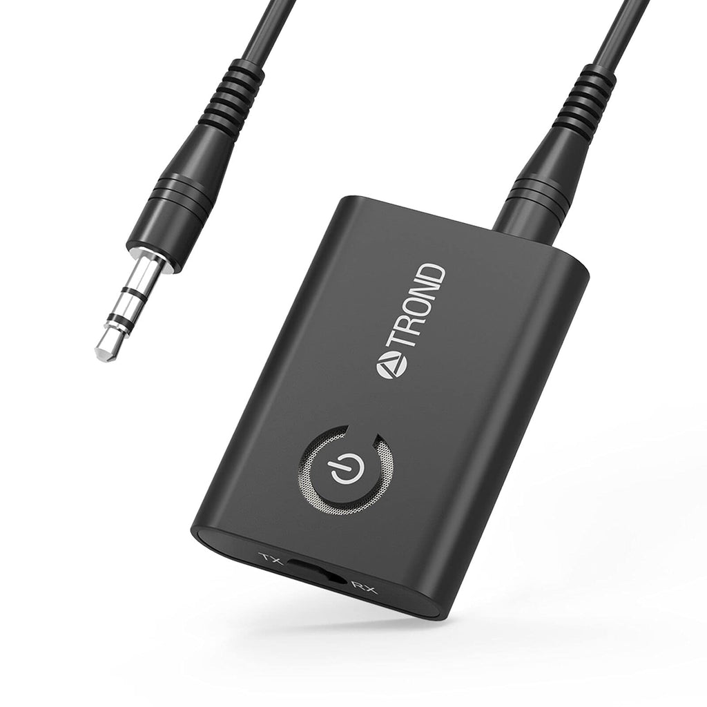 TROND V5.0 Bluetooth Audio Transmitter Receiver for Home TV Bluetooth Headphones Earbuds Airpods iPod Nintendo Airplane, 2-in-1 Wireless 3.5mm Aux Adapter (AptX Low Latency, 2 Devices Simultaneously)