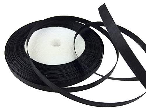 Solid Color Satin Ribbon 1/4",25yds (Black) Black