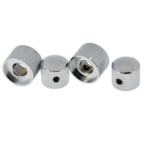 2PCS Dual Knurled Concentric Knobs Tuning Control,Tone Volume Knobs Chrome