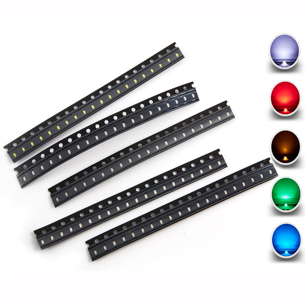 Chanzon (5 Colors x 20 pcs = 100 pcs) 0603 SMD LED Diode Lights Assorted Kit (Mini Chip 1.6mm x 0.8mm for PCB DC 20mA) Super Bright Lighting Bulb Lamps Electronics Components Light Emitting Diodes 1) 5 Colors X 20pcs = 100pcs