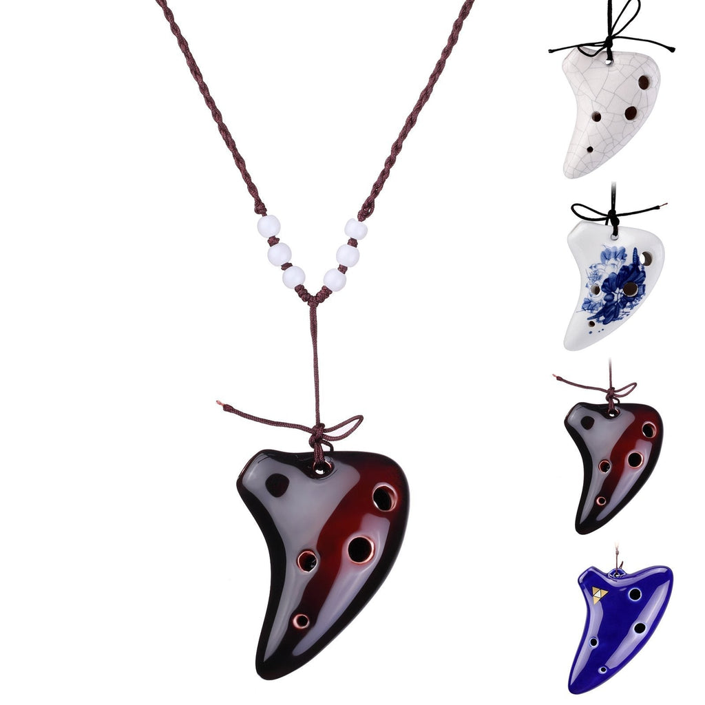 L'MS 6 Hole Ceramic Strawfire Mini Ocarina Legend of Zelda Triforce Design with Free Tutorial Songbook (Coffee) Coffee