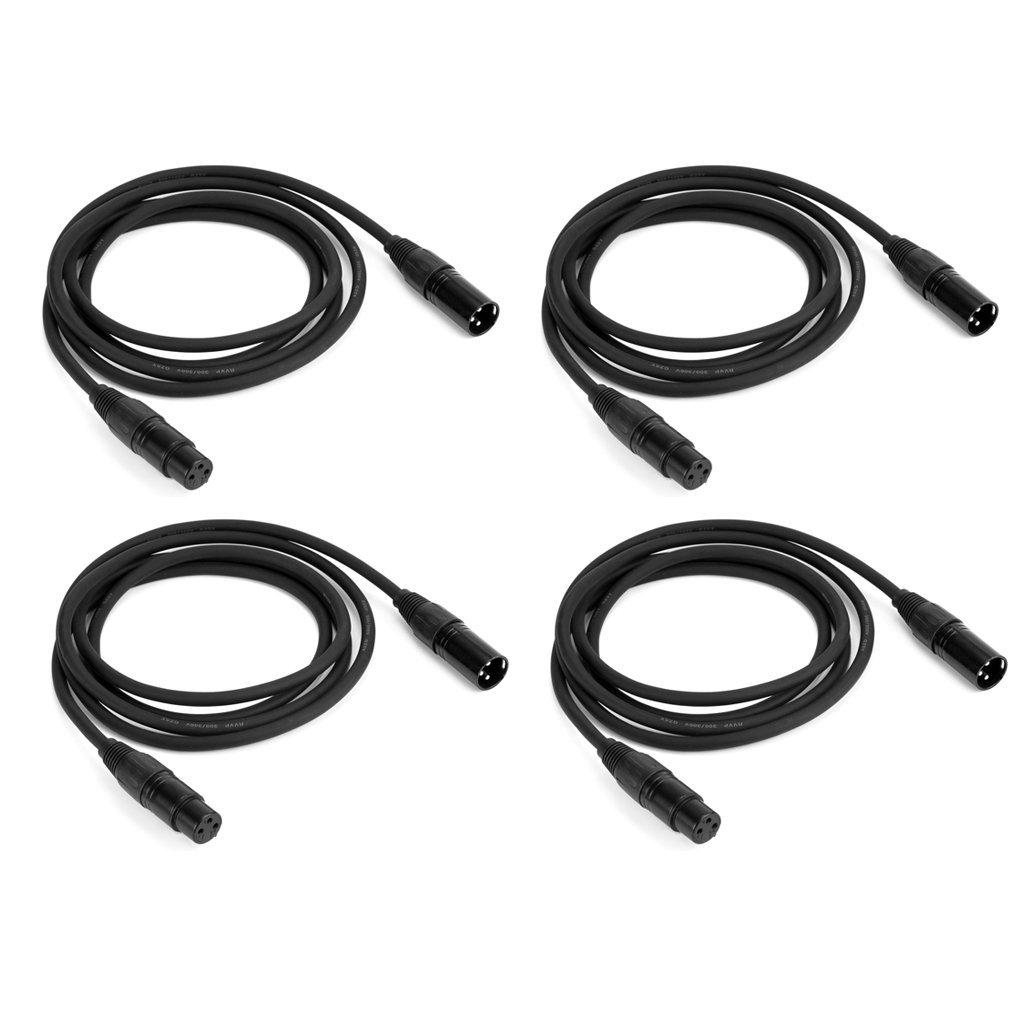 MFL. 6.6 ft Flexible DMX Cable 3 Pin Signal XLR Male to Female Cable Wire for Stage Lighting DJ Lights, 4 Packs 6.6ft/2M