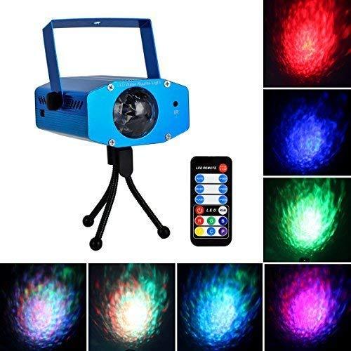 [AUSTRALIA] - Eyourlife 9W 7 Colors Portable Water Effect Light RGB LED Dj Lights Party Laser Light Projector with Remote Control Strobe Lights for Parties Wedding Disco Club Blue 9W 7 Colors Water Effect Light 