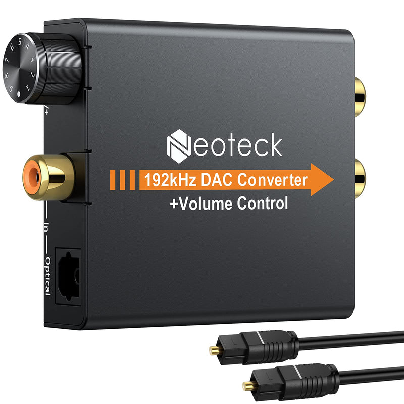 Neoteck 192kHz Digital to Analog Converter DAC Supports Volume Control Digital Coaxial SPDIF Optical to Analog Stereo L/R RCA 3.5mm Jack Audio Adapter