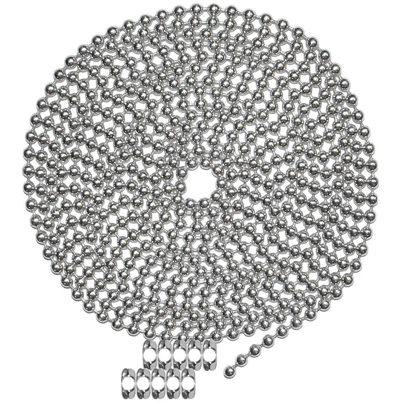 10 Foot Length Ball Chain, Number 10 Size, Aluminum, & 10 Matching B Couplings